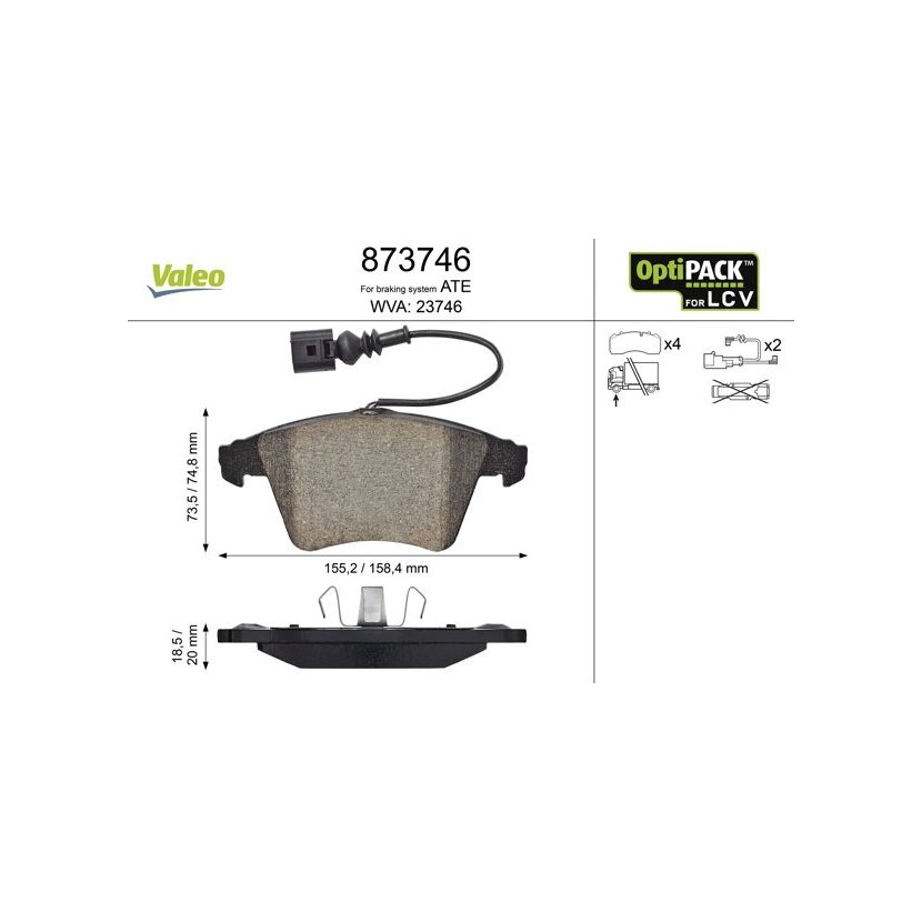 VALEO Bremsbelagsatz, Scheibenbremse 873746 für 7H0698151