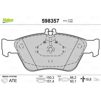 VALEO Bremsbelagsatz, Scheibenbremse 598357 für...