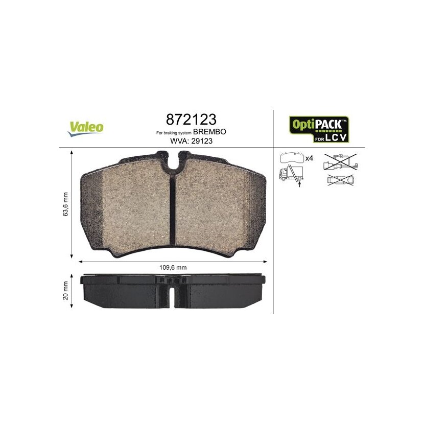 VALEO Bremsbelagsatz, Scheibenbremse 872123 für 42470841