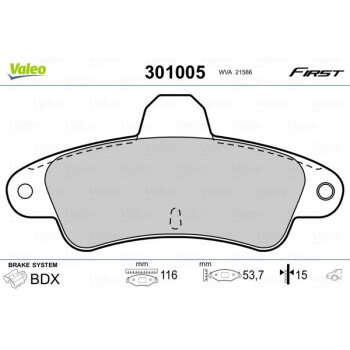 VALEO Bremsbelagsatz, Scheibenbremse 301005 für 1129985