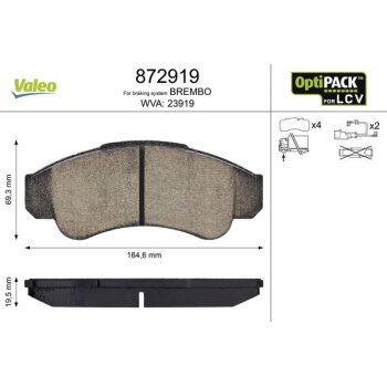 VALEO Bremsbelagsatz, Scheibenbremse 872919 für 425244