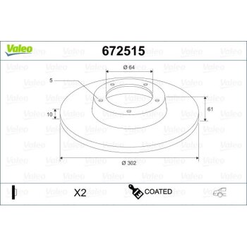 VALEO Bremsscheibe 672515 für 42510-SWW-G01