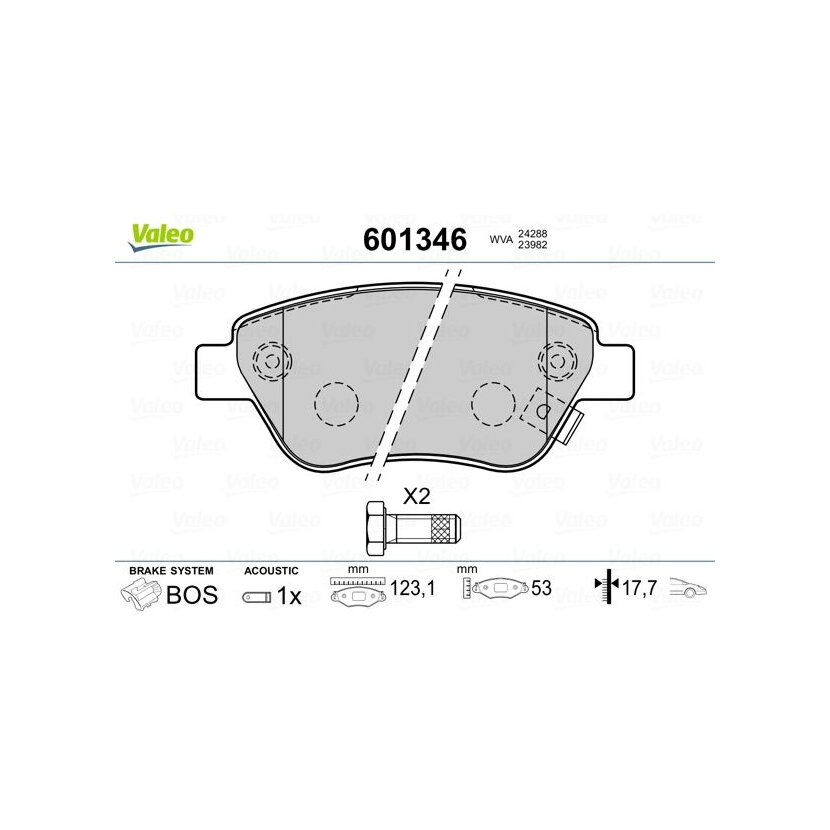 VALEO Bremsbelagsatz, Scheibenbremse 601346 für 71770082