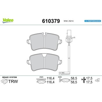 VALEO Bremsbelagsatz, Scheibenbremse 610379 für...
