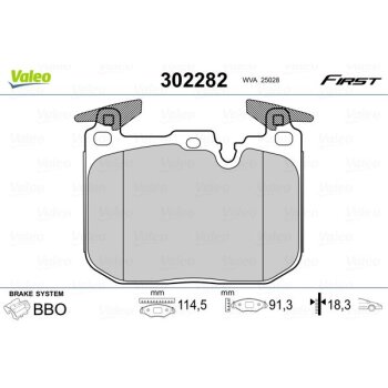 VALEO Bremsbelagsatz, Scheibenbremse 302282 für 34...