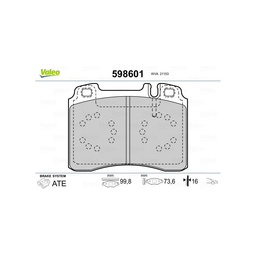 VALEO Bremsbelagsatz, Scheibenbremse 598601 für 0014209820