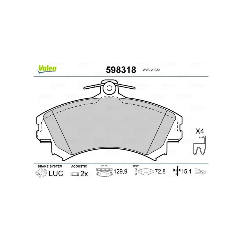VALEO Bremsbelagsatz, Scheibenbremse 598318 für 4605A734
