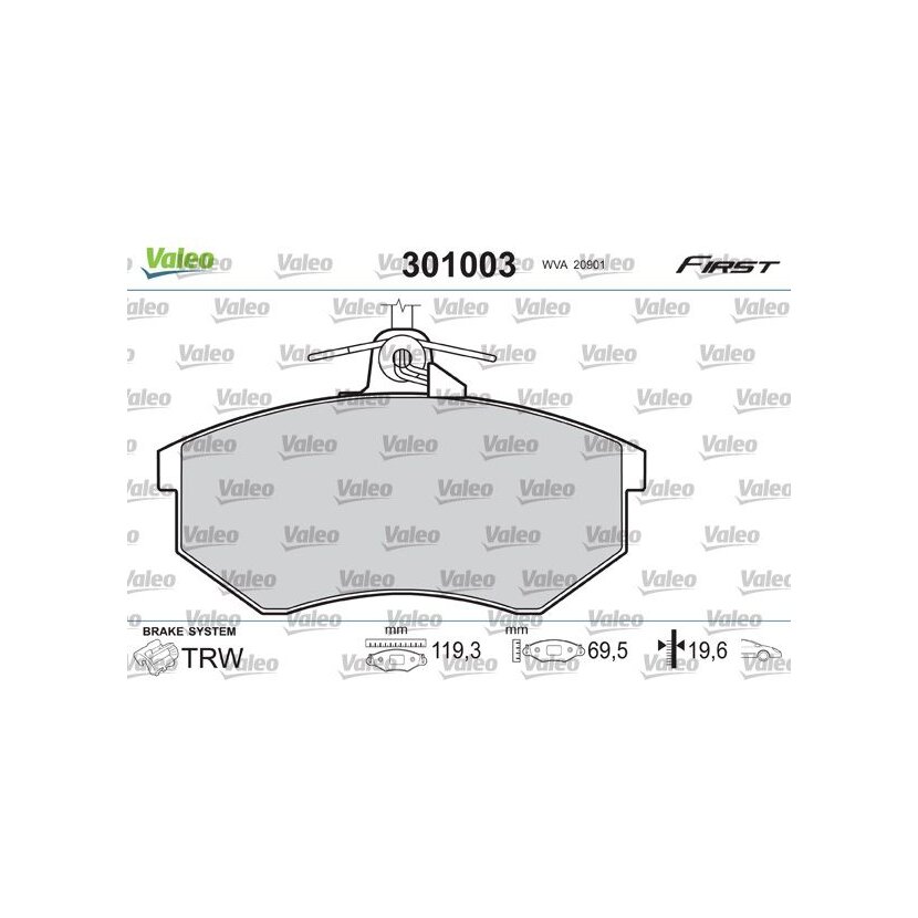 VALEO Bremsbelagsatz, Scheibenbremse 301003 für 431698151D