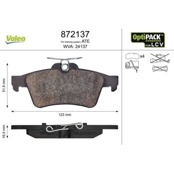 VALEO Bremsbelagsatz, Scheibenbremse 872137 für...