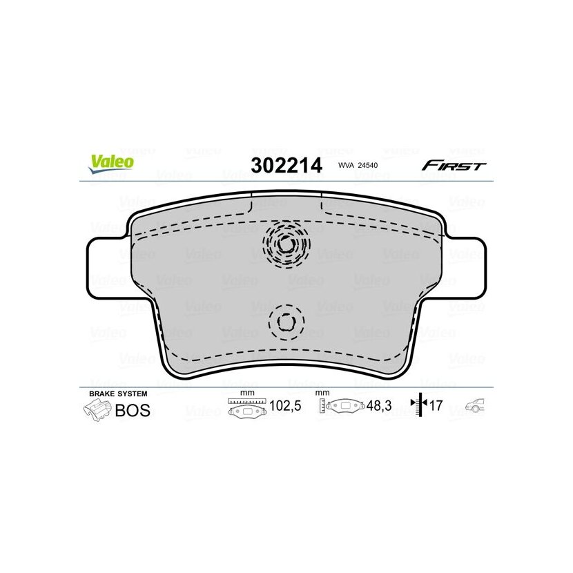VALEO Bremsbelagsatz, Scheibenbremse 302214 für 1611141080