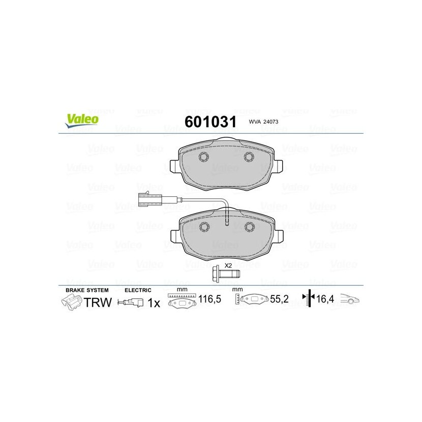 VALEO Bremsbelagsatz, Scheibenbremse 601031 für 77364331