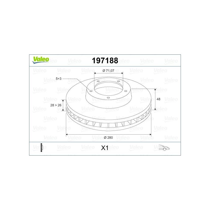 VALEO Bremsscheibe 197188 für 4249-21