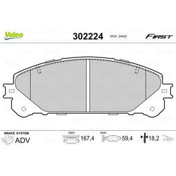 VALEO Bremsbelagsatz, Scheibenbremse 302224 für...