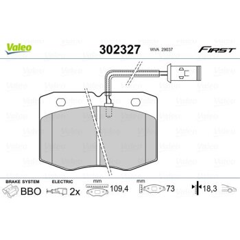 VALEO Bremsbelagsatz, Scheibenbremse 302327 für 1906038
