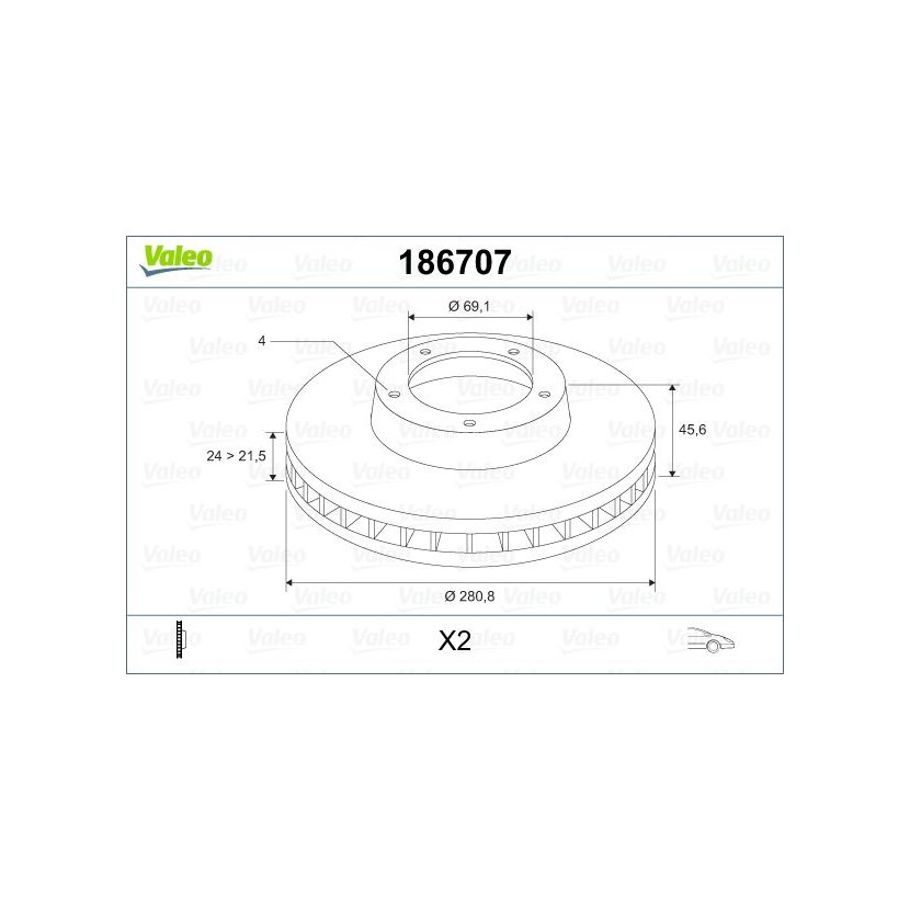 VALEO Bremsscheibe 186707 für M818027