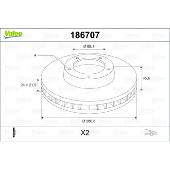 VALEO Bremsscheibe 186707 für M818027