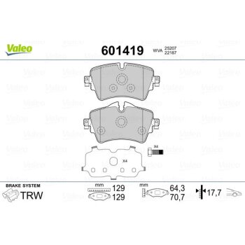 VALEO Bremsbelagsatz, Scheibenbremse 601419 für 34...
