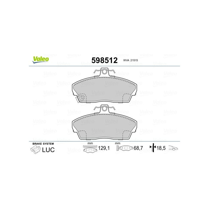 VALEO Bremsbelagsatz, Scheibenbremse 598512 für SFP100360