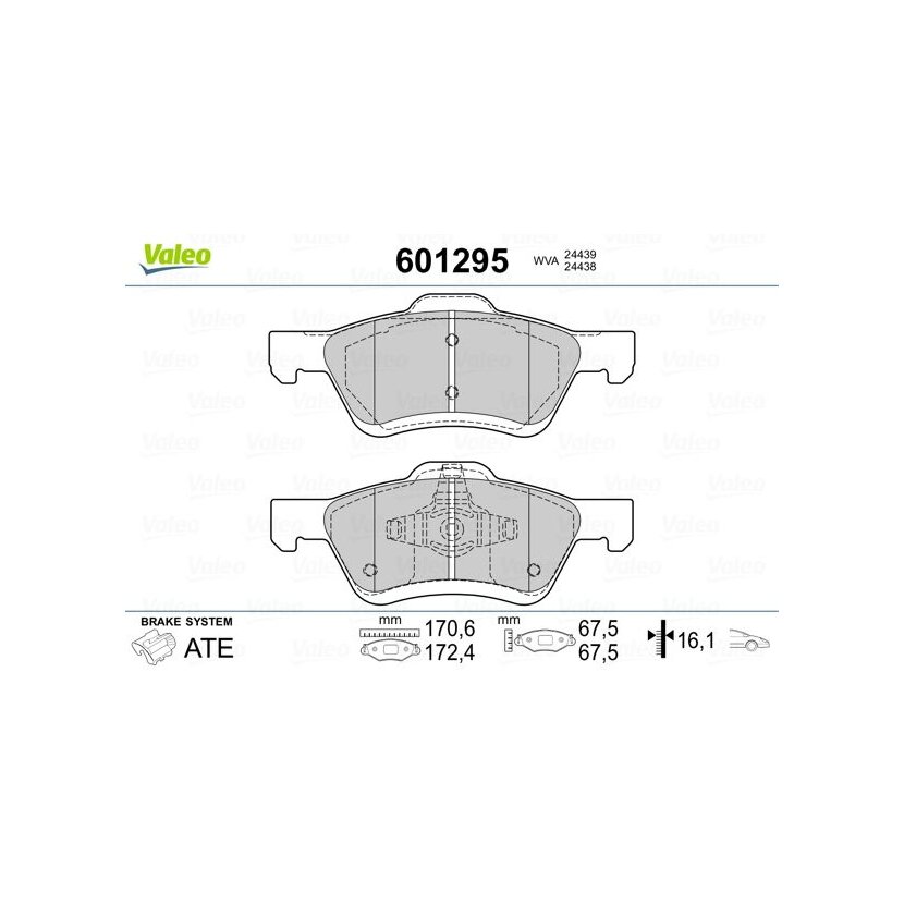 VALEO Bremsbelagsatz, Scheibenbremse 601295 für 4641-690