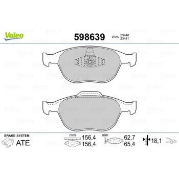 VALEO Bremsbelagsatz, Scheibenbremse 598639 für 1355950