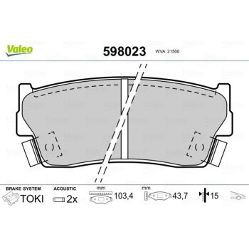 VALEO Bremsbelagsatz, Scheibenbremse 598023 für...