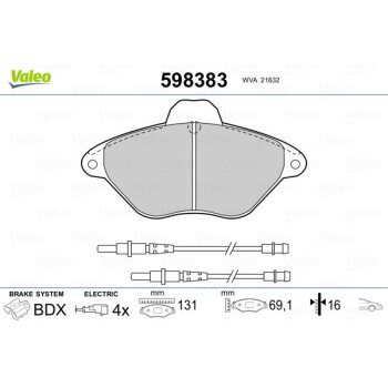 VALEO Bremsbelagsatz, Scheibenbremse 598383 für 4251-13