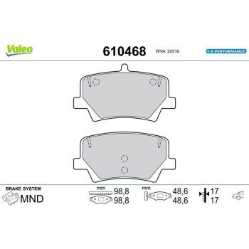 VALEO Bremsbelagsatz, Scheibenbremse 610468 für...