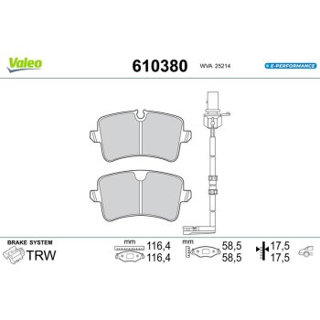 VALEO Bremsbelagsatz, Scheibenbremse 610380 für...