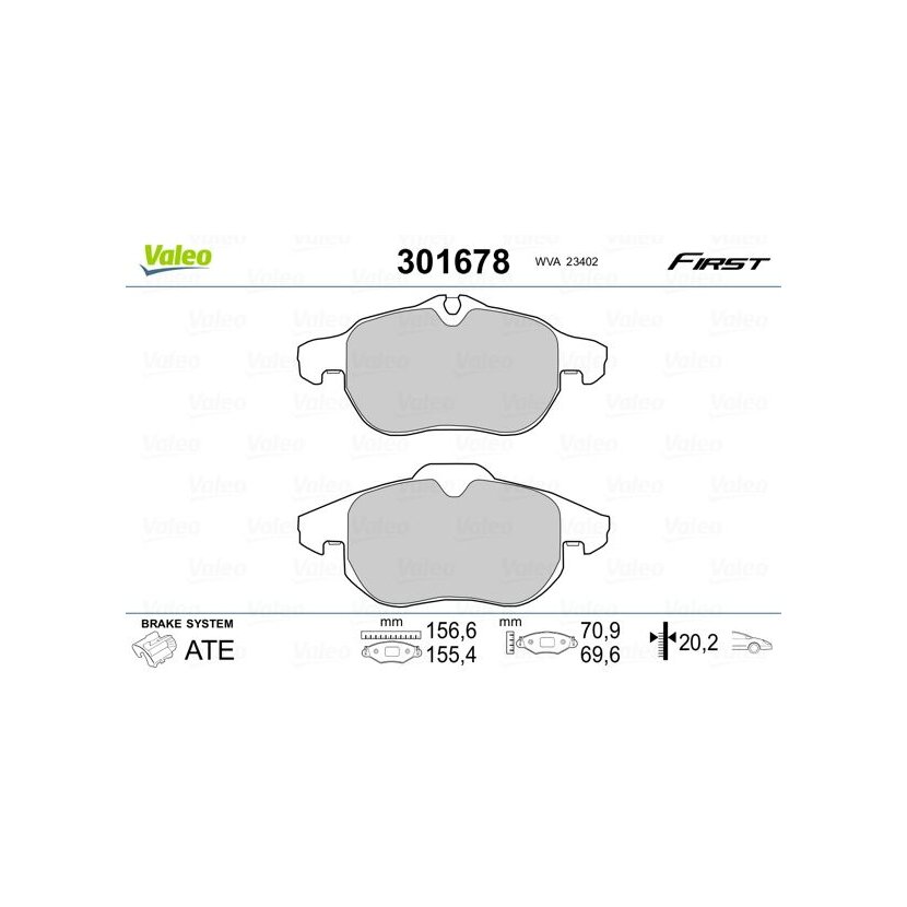 VALEO Bremsbelagsatz, Scheibenbremse 301678 für 77363604