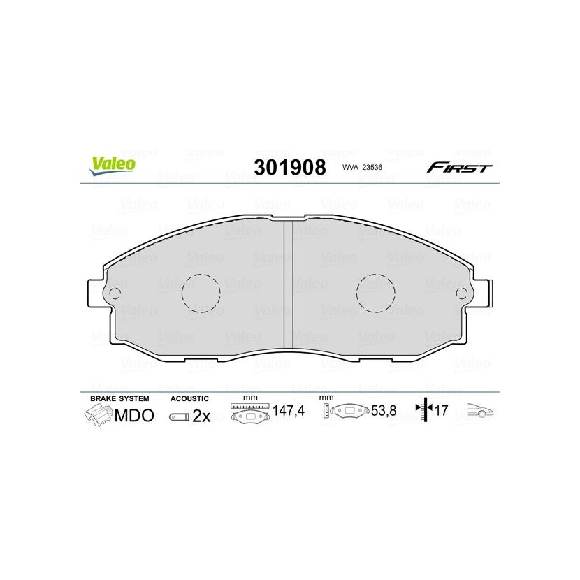 VALEO Bremsbelagsatz, Scheibenbremse 301908 für 58101-4AA00