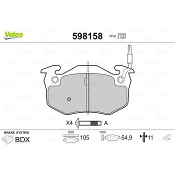 VALEO Bremsbelagsatz, Scheibenbremse 598158 für...