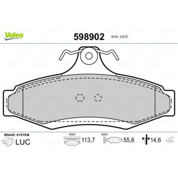 VALEO Bremsbelagsatz, Scheibenbremse 598902 für...