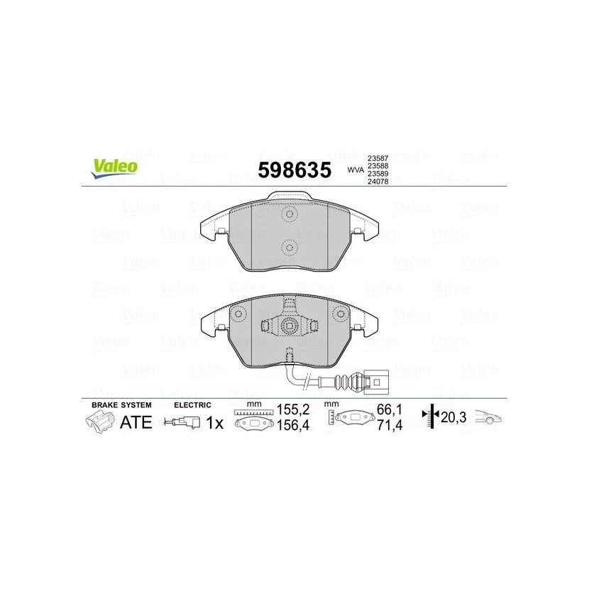 VALEO Bremsbelagsatz, Scheibenbremse 598635 für 1K0698151