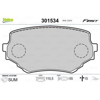 VALEO Bremsbelagsatz, Scheibenbremse 301534 für...