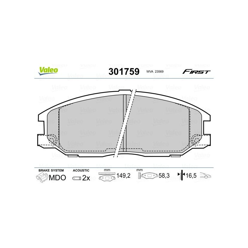 VALEO Bremsbelagsatz, Scheibenbremse 301759 für 48130-08260