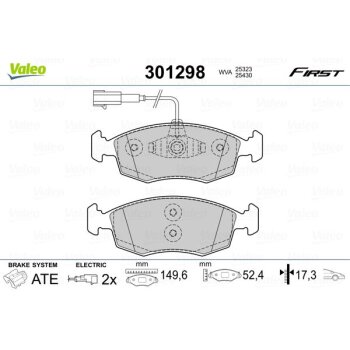 VALEO Bremsbelagsatz, Scheibenbremse 301298 für...