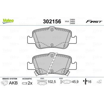 VALEO Bremsbelagsatz, Scheibenbremse 302156 für...