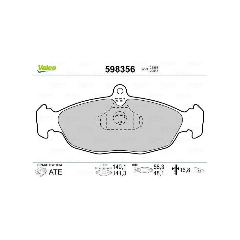 VALEO Bremsbelagsatz, Scheibenbremse 598356 für 1605087