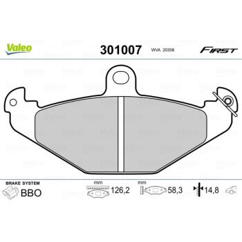 VALEO Bremsbelagsatz, Scheibenbremse 301007 für 4801726