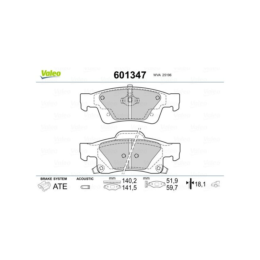 VALEO Bremsbelagsatz, Scheibenbremse 601347 für 68052 386AA