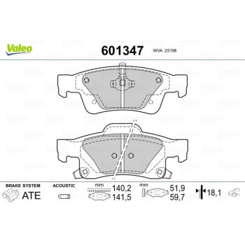 VALEO Bremsbelagsatz, Scheibenbremse 601347 für...