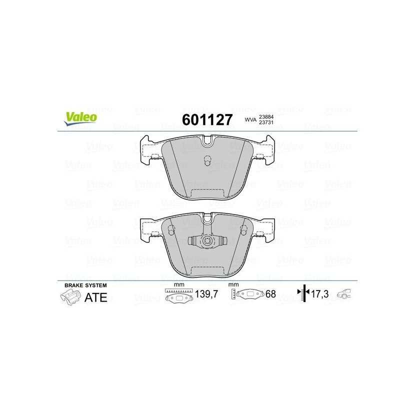 VALEO Bremsbelagsatz, Scheibenbremse 601127 für 34 21 6 775 342