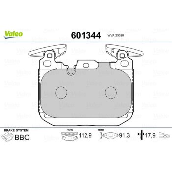 VALEO Bremsbelagsatz, Scheibenbremse 601344 für 34...