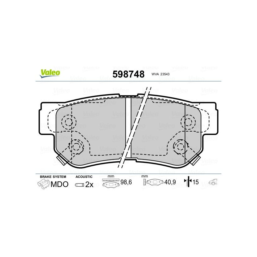 VALEO Bremsbelagsatz, Scheibenbremse 598748 für 58302-17A00