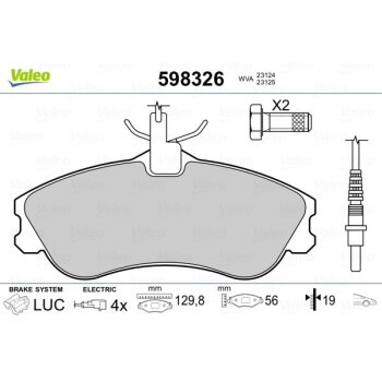 VALEO Bremsbelagsatz, Scheibenbremse 598326 für...