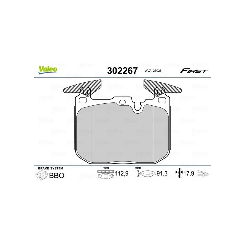 VALEO Bremsbelagsatz, Scheibenbremse 302267 für 34 11 6 850 850