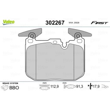 VALEO Bremsbelagsatz, Scheibenbremse 302267 für 34...