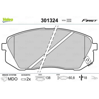 VALEO Bremsbelagsatz, Scheibenbremse 301324 für...