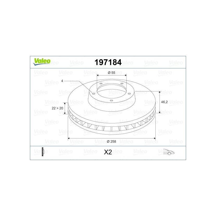 VALEO Bremsscheibe 197184 für 43512-0D060
