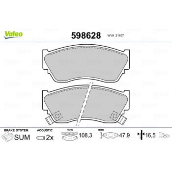 VALEO Bremsbelagsatz, Scheibenbremse 598628 für...